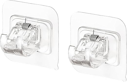 Greyoe Soporte de Barra de Cortina, Gancho Autoadhesivo para Cortina, 4 Piezas Soporte de Barra de Cortina Transparente Soporte de Gancho de Cortina ...