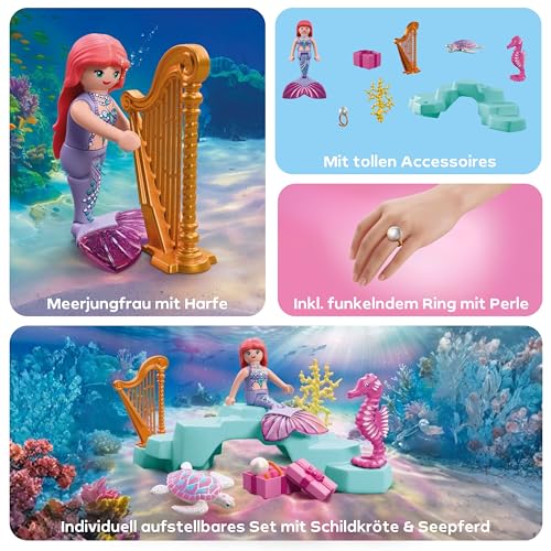 PLAYMOBIL | Fantasy & Magic | Meerjungfrau mit Geschenk | Unterwasser-Hochzeits-Set mit Harfe, Ring & Meeresbewohnern… – Ansicht 5