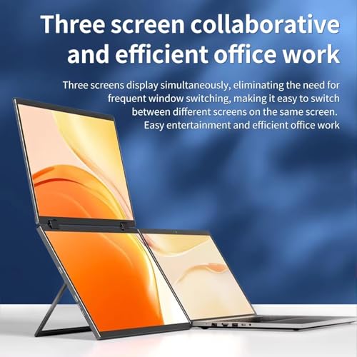 Image of 18.5 inch Tri-Screen Portable Foldable Dual Monitor with Single Wire | Triple Monitor Compatible with Windows & MAC OS (M1,M2,M3 & M4) | Laptop Screen Extender (18.5, Inches)