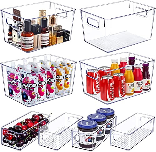 Snazzy Set of 8 Clear Plastic Storage Bins, 4 Large and 4 Small S...