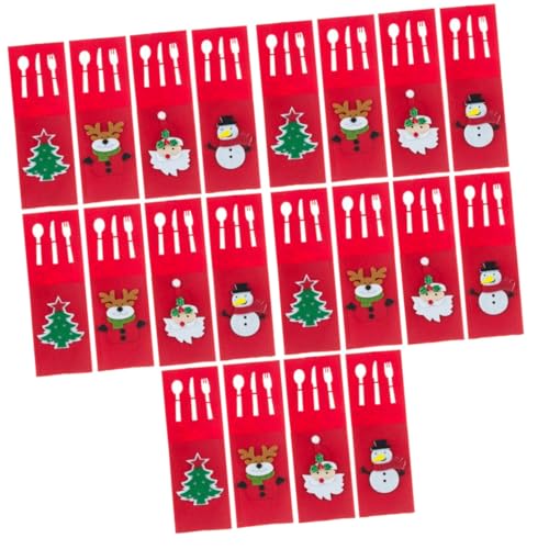 Cabilock 20 Piezas Juego de Cubiertos de Navidad Cubre Cubiertos para Navidad Porta Cubiertos de Reno Christmas Table Runner decoração Adornos Accesorio de Fiesta de Navidad Rojo