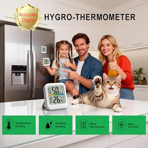 G.CATACC Thermomètre numérique Thermomètre intérieur Humidité jauge avec Max/Min Record Thermometer Chambre Thermométrique et capteur d'humidité pour la maison bébé serre Reptile - Batterie incluse