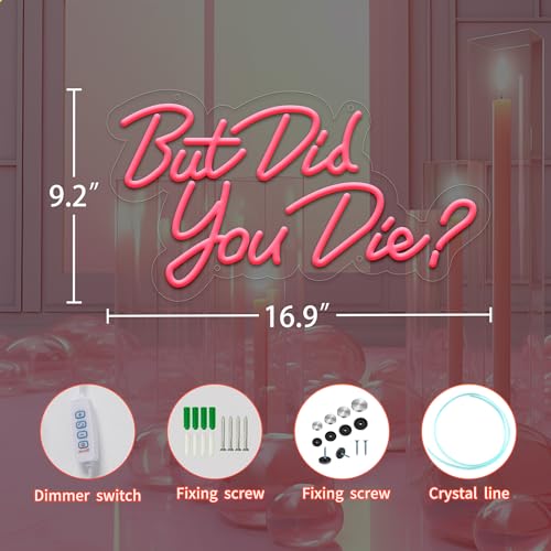 Image of But Did You Die Neon Led Sign, Pink Neon Signs for Wall Decor, Letter Neon Lights with USB Powered for Room Decor, Bedroom, Office, Gym, Livingroom
