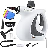 BeaNoah Pressurized Handheld Multi-Surface Natural Home Steam Cleaner with 12 Accessories & 3 Disposable Microfiber Cleaning Cloths, Portable Steamer for Home, Car, Furniture, Upholstery, Grout & Tile