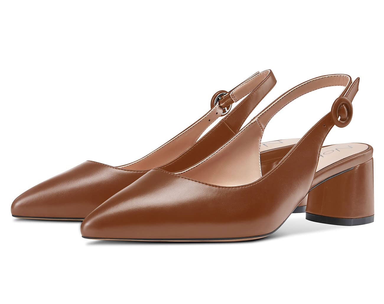NobleOnly Scarpe con Tacco Donna Medio Blocco con Cinturino Regolabile Slip-on Punta Appuntito Sandali Pumps