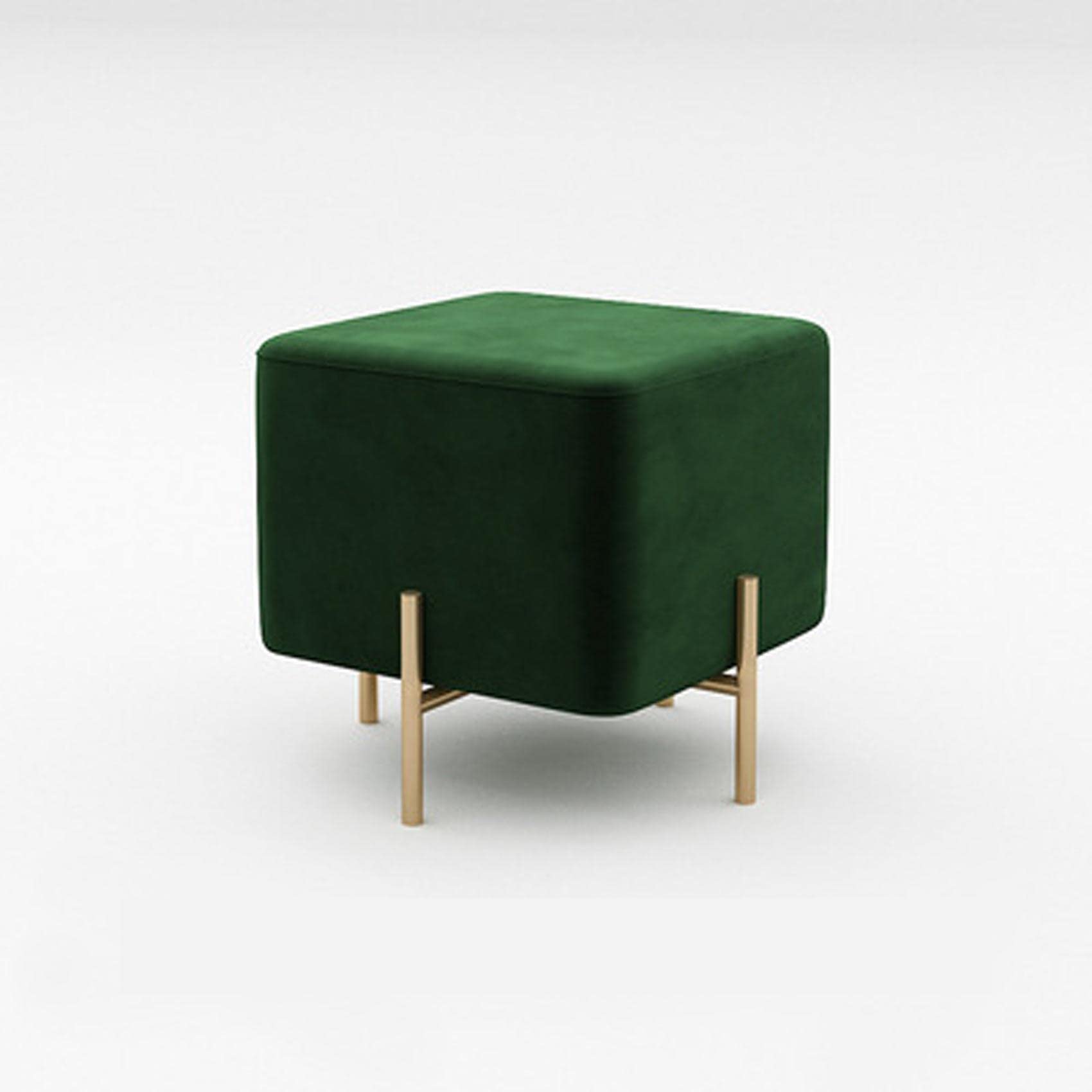 Tabouret à langer et pouf repose-pieds carré vert foncé salon