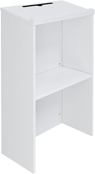 Podium Stand,Wooden Speaking Lectern,Lectern Podium for Classroom,Churches,Auditorium,Meeting Room,Reception Desk of Podium with Adjustable ShelfWhite