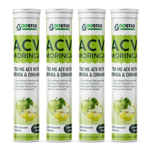 Image of Green Apple ACV Moringa Effervescent Drink Tablets | 750 mg Apple Cider Vinegar with Moringa & Cinnamon | Adult Nutraceutical | Pack of 4