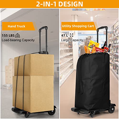 SELORSS Einkaufstrolley Klappbar, Einkaufswagen Trolley mit 4 Rollen, Wasserdichter 47L Einkaufstasche und 360… – Bild 3