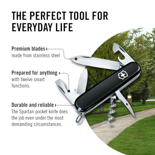 Image of Victorinox Swiss Army Knife - Spartan - 12 Functions, Multitool - Black, 91 mm (1360330)