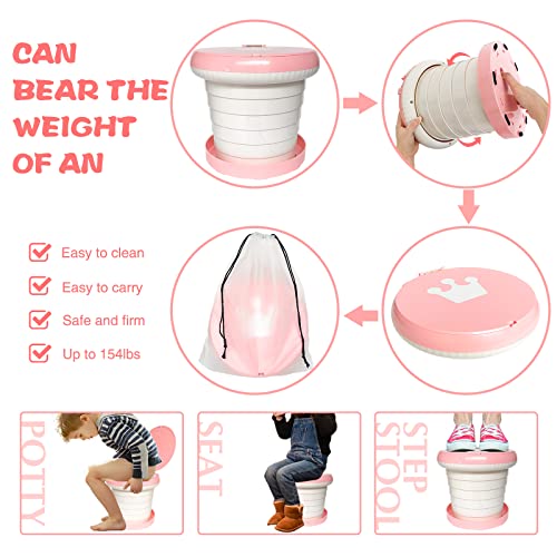 Travel Potty Portable Toilet For Kids,Toilet Training Foldable Travel Potty Chair For Toddler,Kids Folding Chair Kids Camping Chair With Storage Bag (Upgraded Pink) #TOP4