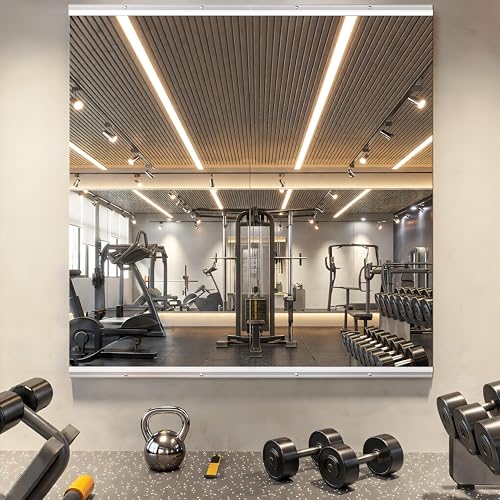 WINNICE Home Gym Mirror 120 x 60cm 2PCS Large Full Body Mirror for Yoga Silver Frameless Tempered Glass Wall-Mounted Wall Mirrors for Home Gym Workout Garage Bedroom Bathroom Dance Studio