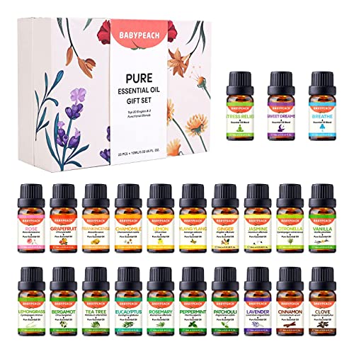 Essential Oils Set - Essential Oils - 23 Pack Aromatherapy Oils Perfect for Diffuser, Humidifier, Candle Making,Home Care, Lavender, Eucalyptus, Orange, Peppermint, Tea Tree Mothers Day Gifts