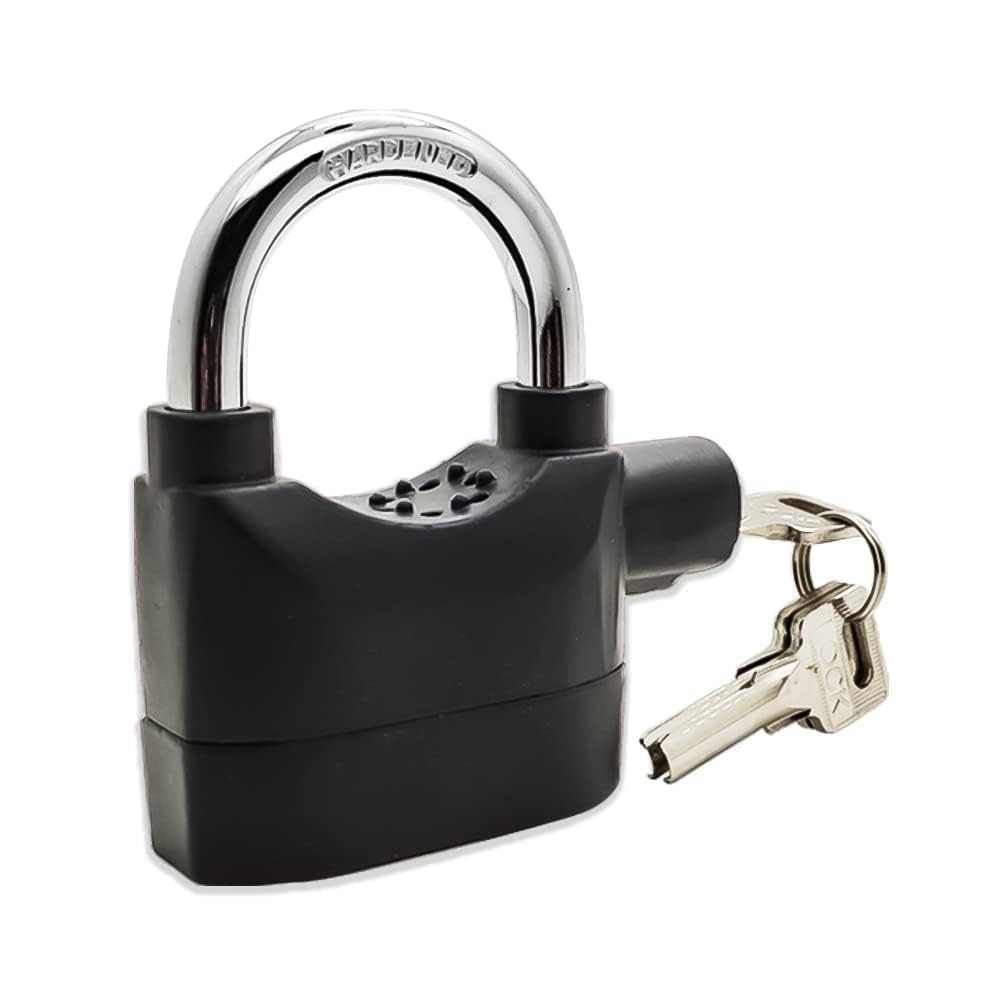 JEJIME Alarm Security Padlock with Motion Sensor & 3 Keys | Heavy Duty Anti-Theft Lock with Loud Siren | Battery Operated Weatherproof Lock for Gate, Door, Bike, Garage, Shed & Home (Metallic Black)-image-34