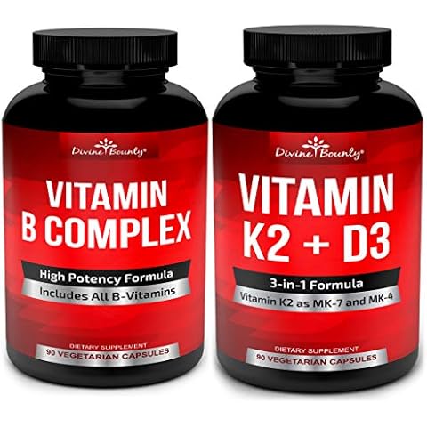 Divine Bounty Super B Complex Vitamins & Vitamin K2 with D3 Bundle Cover