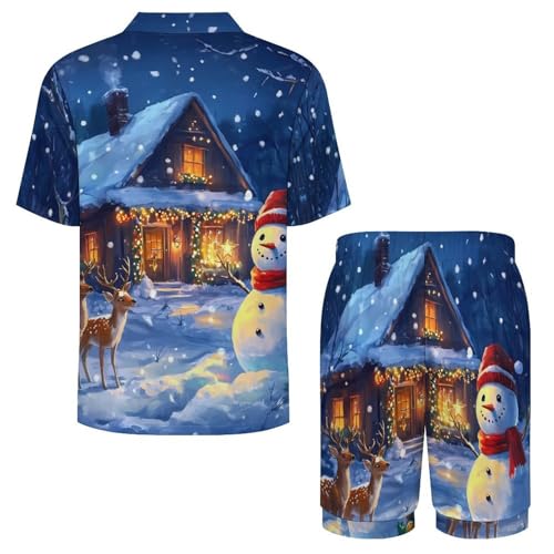 Christmas Deer Snowy Mens Pajamas Set Short Sleeve Sleepwear Summer Pjs Sets 2 Piece Loungewear Nightwear4