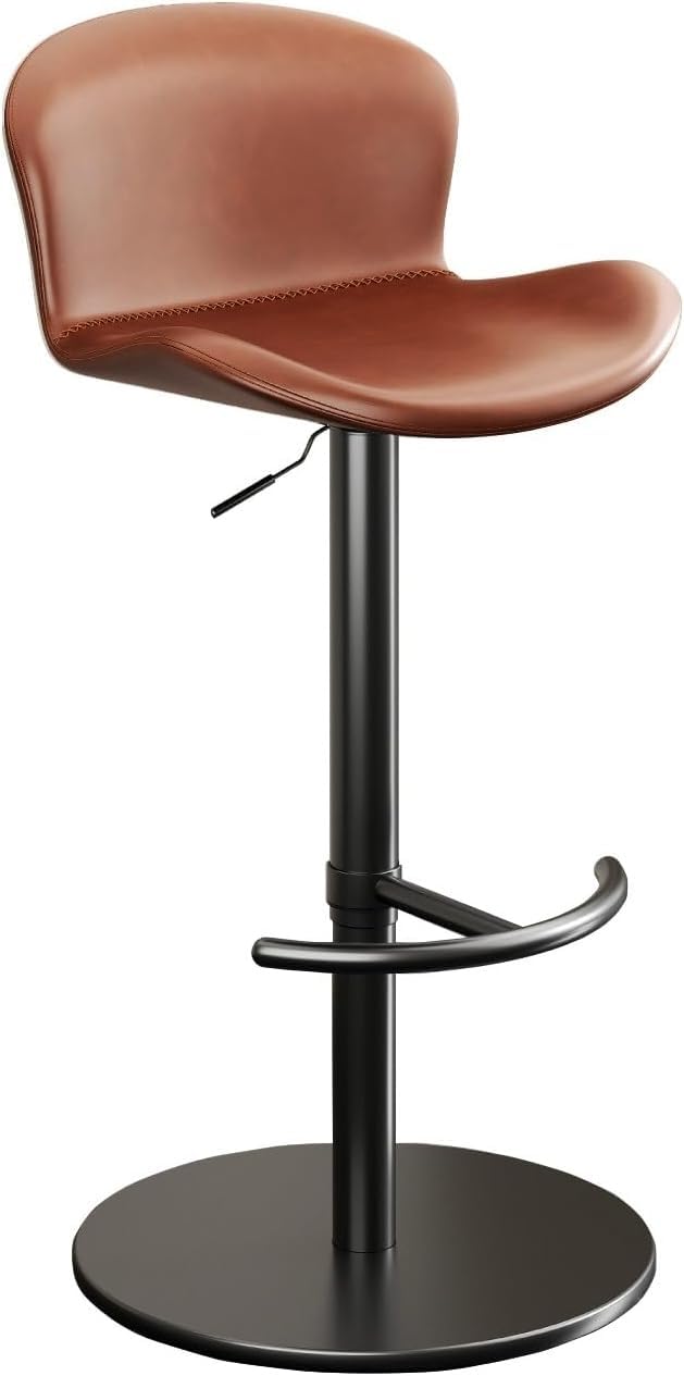 AVLLSO Barstool Swivel Counter Stools with Faux Leather Backrest and Black Metal Base, Upholstered Bar Chairs for Home Kitchen Restaurant Pub, Loads 440lbs