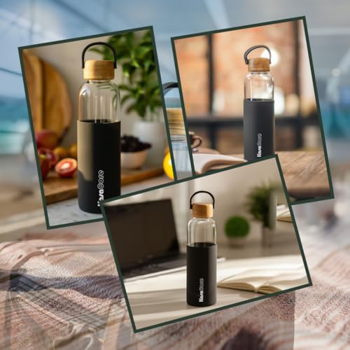 Image of Premium 500ml Borosilicate Glass Water Bottle | Protective Silicone Sleeve & Bamboo Lid | BPA-Free Construction | Leak-Proof Cap | Perfect for Office, Yoga, Travel | Everyday Hydration