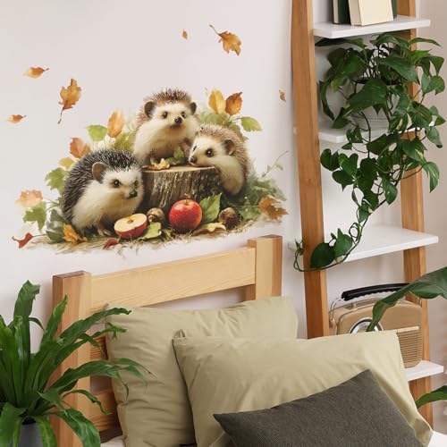 Vinilo Decorativo Removible de Erizos Acuarela Otoño miniatura 4
