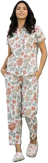 KURTARI Women’s Cotton Pyjama Set | Soft & Breathable Night Suit with Half Sleeves & Floral Print | Stylish Sleepwear & Lo...