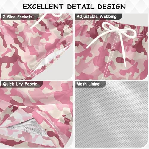 JUNZAN Blush Pink Camo Boys Swim Trunks Toddler Swimming Trunks for Boy Beach Swim Shorts3
