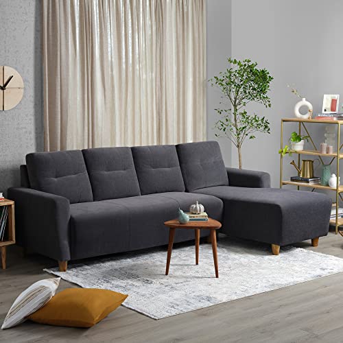 Image of Sleepyhead Yolo Designed by Duroflex - 3 Seater Sofa, RHS L Shape Sofa Set |Premium Fabric, Plush 3-Layer Cushioning |Modern Buttonless Tufted & Anti-Sag Comfort |3 Years Warranty - Sesame Grey