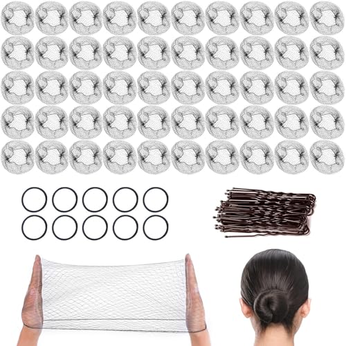 Bamyli Filet Chignon, Pince Chignon, Lot de 110 Pièces Accessoires Cheveux avec Filets Élastiques, Épingles et Élastiques pour Infirmières, Danseuses