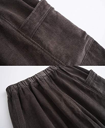 Women's Corduroy Wide Leg Pants with Unique Pockets Bloomers Trousers4