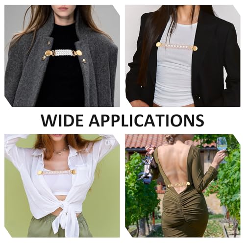 Image of Qianyu 3 Pcs Vintage Sweater Shawl Dress Cinch Clip Set Scarf Shirt Cardigan Collar Clip Dress Shirt Waist Cincher Clip Clothing Cinch Brooch Clip Ladies Dress Chain Cardigan for Valentine's Day Women