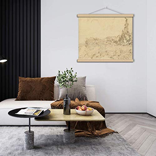 Vansp 12-32Inch Wheatfield And Cypresses Wall Art Van Gogh Sketch Or Oil Painting Poster Frame Hanger-Giclee Canvas Prints With Wooden Scroll Home Deco 30Cm/11.8In #TOP1
