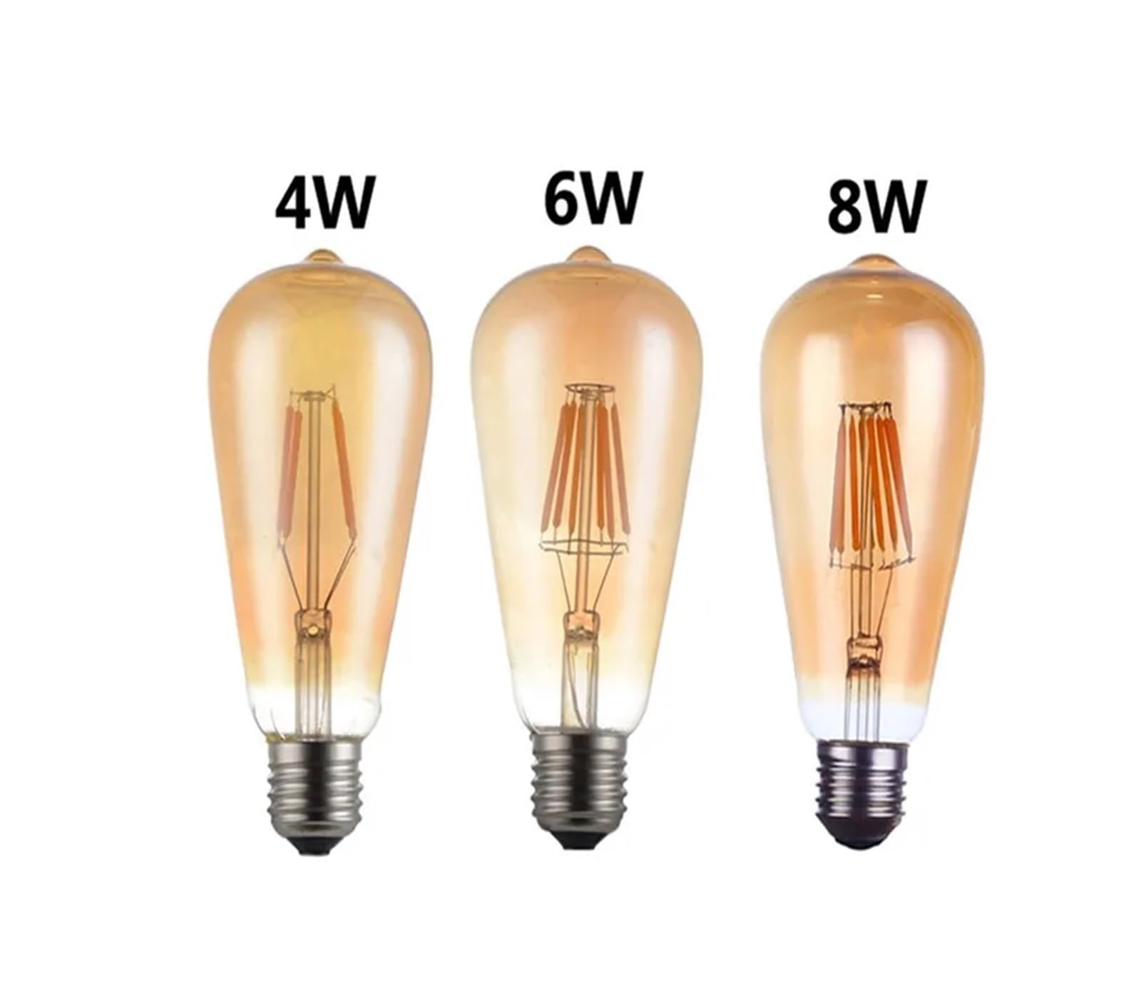 6 sztuk LED ST64 2W 4W 6W 8W DC 220V 110V możliwość przyciemniania złota żarówka z żarnikiem E27 B22 światło Vintage lampa edisona retro złoty wygląd szkła (Size : Warm white, Material : YES_8W 220V