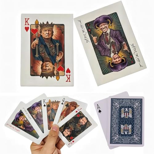 Trump Playing Cards Themed Donald Fun Trump Poker Cards Deck of Playing Cards Including Melania malania milania Trump Queen JD Vance Biden Joker Standard Anti-Peek Poker the Perfect Trump Gifts