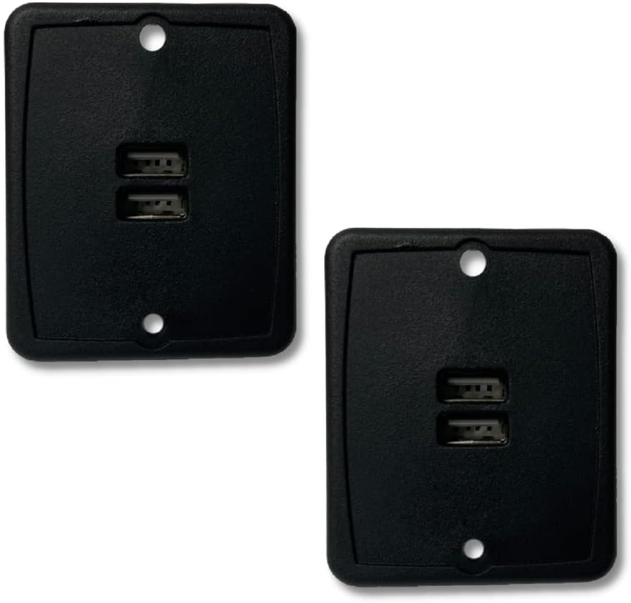 RV DualPort USB Charging Outlet 5V Black Trailer Camper