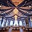 Navy Blue Ceiling Drapes + Lights String