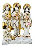 Lord Ram Darbar/ Ram Sita Laxman and Hanuman Decorative with Nag (White Staone) Marble Dust God...