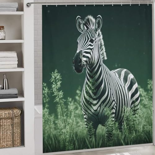 Rideau de douche zèbre imperméable en polyester lavable pour baignoire 183x183cm