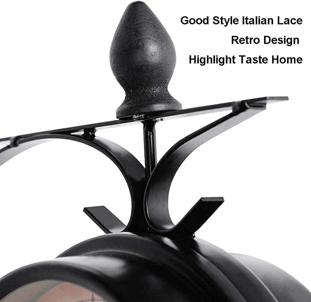 Weatherproof Outdoor Wall Clock, Double-Sided Garden Wall Clocks, Outdoor Iron Garden Ornaments, Easy to Read Precise Timing