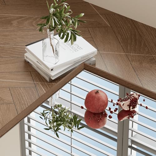 Image of WEER Brown Bathroom Mirror, 60x90cm Faux Wood Frame Rectangular Wall Mirror