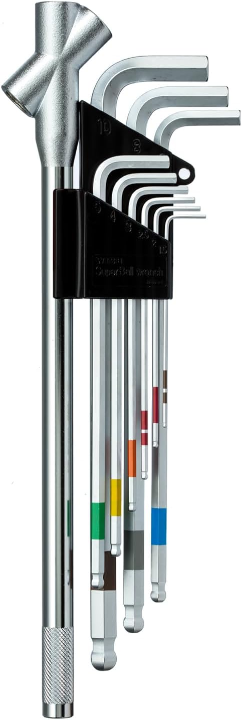 Wise SBL-1000 Ball Point Hex Key Wrench Set of 9 (Long Handle Included) Made in Japan/Can Be Tightened