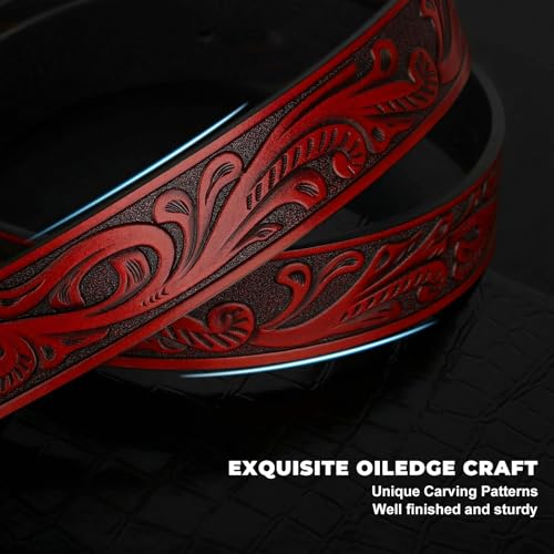 Image of BELTROAD Western Leather Belt Strap for Men Women Cowboy Cowgirl Leather Mens Belts for Jeans Birthday Christmas Belt Gifts