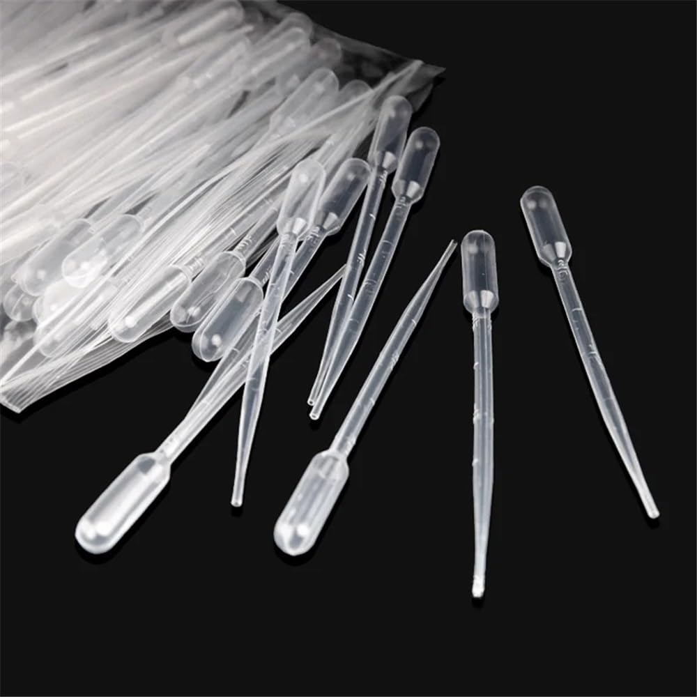 Pipetas de laboratorio desechables de plástico, 100 unidades, 10 bolsas de 5 ml, gotero graduado, gotero transparente.