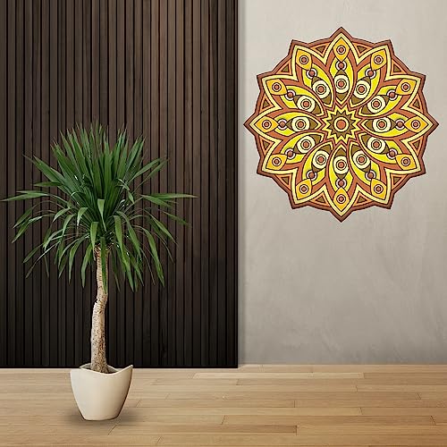 Image of Premarked Madala Round Circle MDF Pine Wood 8 inch MDF Boards for Art and Craft - 2.5mm Unfinished Round Wood Slices for Resin Art, Mandala Art,Pyrography, Painting (8, 5)
