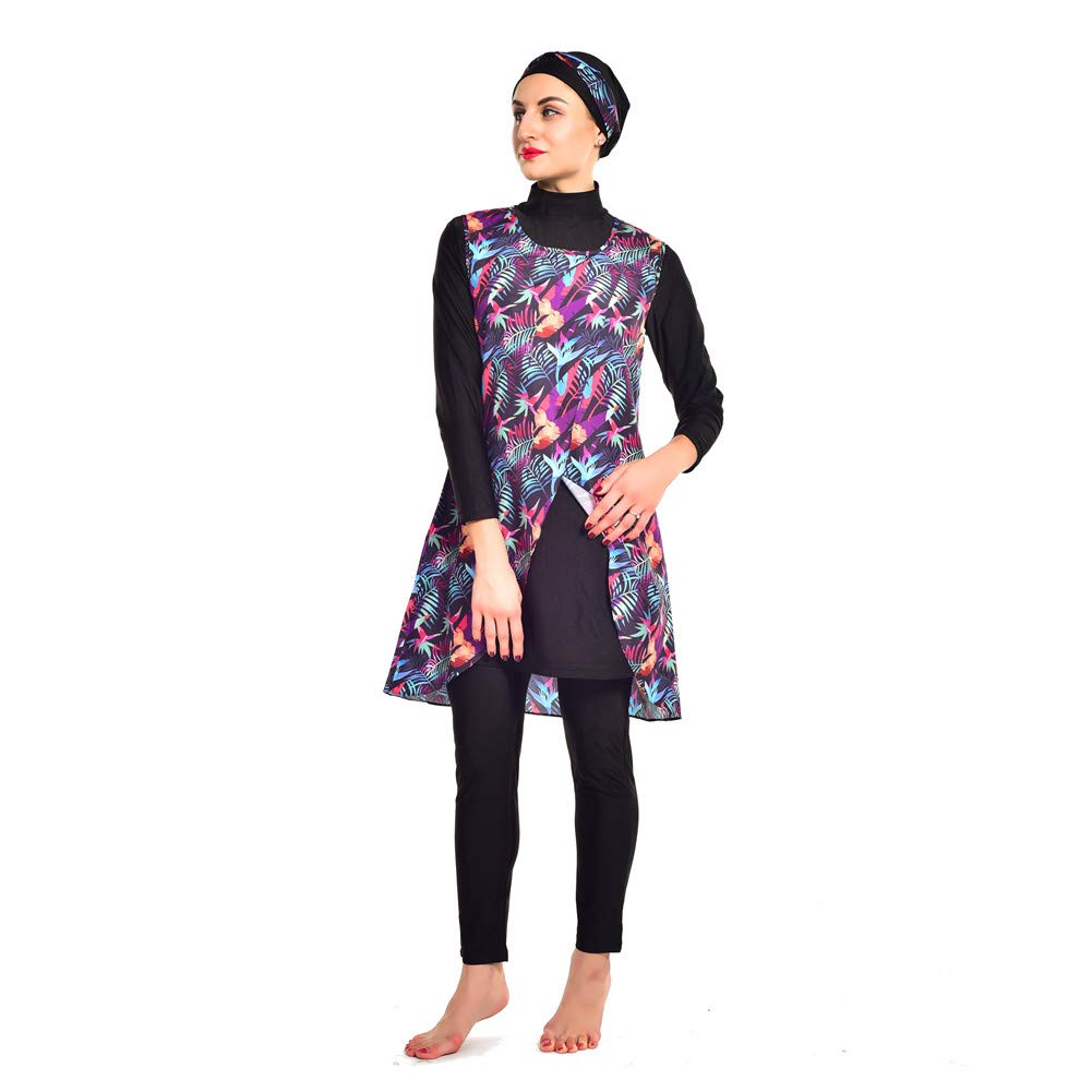 ShuoBeiter Modest Muslim Swimwear for Women Full Cover Swimsuit Hijab Sportswear Suit Burkini (S1, L)