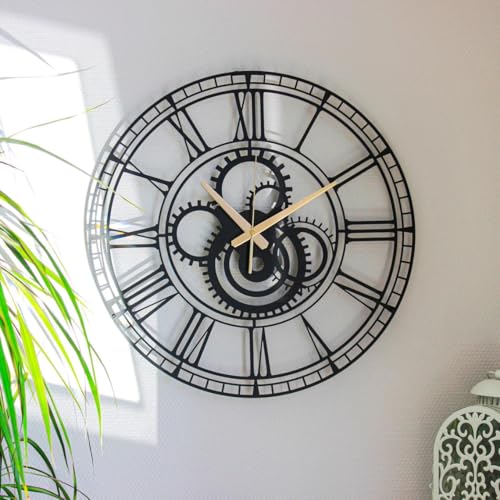 Image of Stylish Metal Analog Wall Clock for Living Room, Bedroom, Office, Kitchen, Home and Hall | Antique Fancy Big Size Modern Wall Watch for Home Decor (DA-190, 50CM)