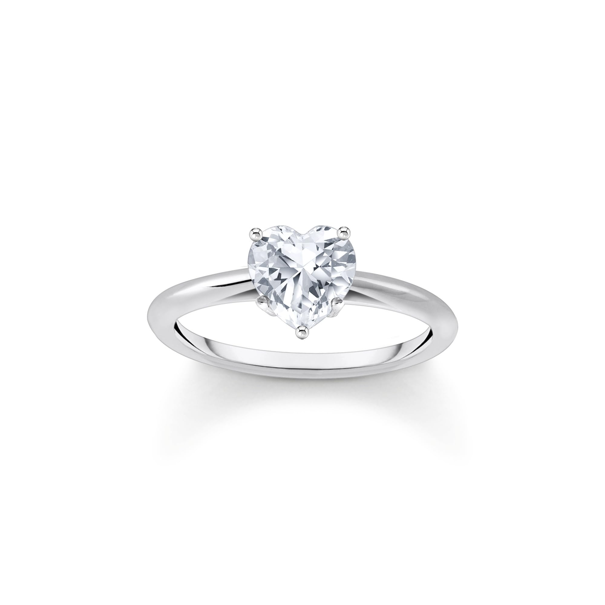 Thomas Sabo Sterling Silver Ring with White, Heart-Shaped Zirconia Recycled 925 Silver, Women, TR2476-051-14-54