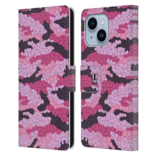 Housse iPhone 14 Plus Camo Rose avec porte-carte et support vidéo intégré