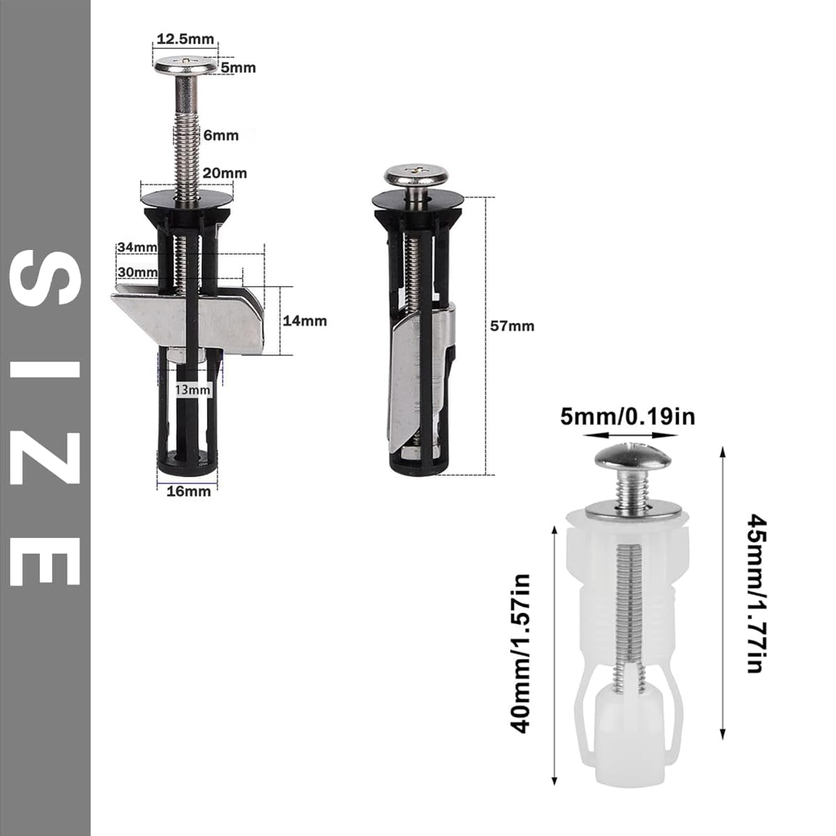 MUU Universal Toilet Seat Bolts and Screws,Quick Release Top Hinge Fixings,Easy to Install- Toilet Seat Replacement Parts Kit (Screws-HH4) - Image 2