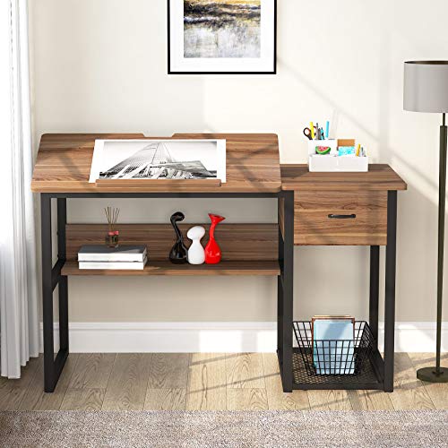 Tribesigns Drafting Table with Storage Drawers, Drawing Computer Desk