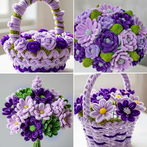 Image of Caydo 200 Pieces Purple Pipe Cleaners for Flowers | Craft Chenille Stems for DIY Art Creative Crafts Party Home Decorations (12 Inch x 6 mm)
