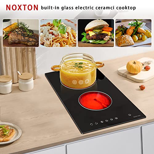 Image of Noxton 2 Burner Electric Cooktop 12 Inch, Built-in Electric Radiant Ceramic Stove Top, Sensor Touch Control, Child Safety Lock, Timer, 3000W, Hard Wire for 220V~240V